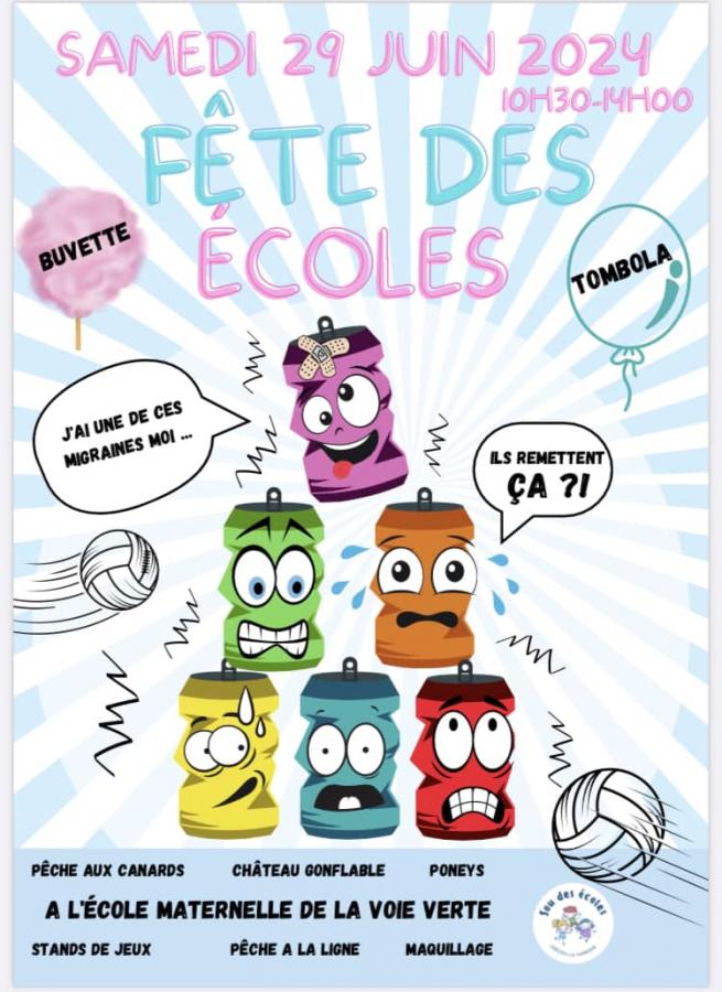 Fête des écoles le 29 juin de 10h30 à 14h